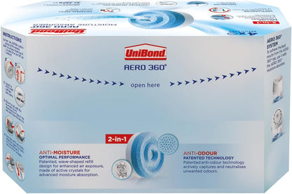 UniBond AERO 360° Moisture Absorber Neutral Refill Tabs – 450g, Pack of 4