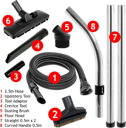 SPARES2GO Tool Brush Kit for Numatic Henry & Hetty Vacuum Cleaners – 2.5m