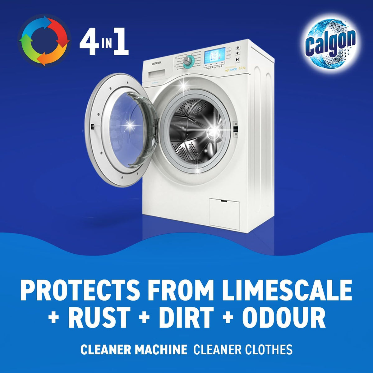 Calgon 4-in-1 Washing Machine Cleaner and Water Softener Tablets, Removes Limescale & Odours, Deep Clean, Units: