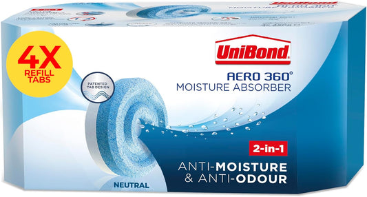UniBond AERO 360° Moisture Absorber Neutral Refill Tabs – 450g, Pack of 4