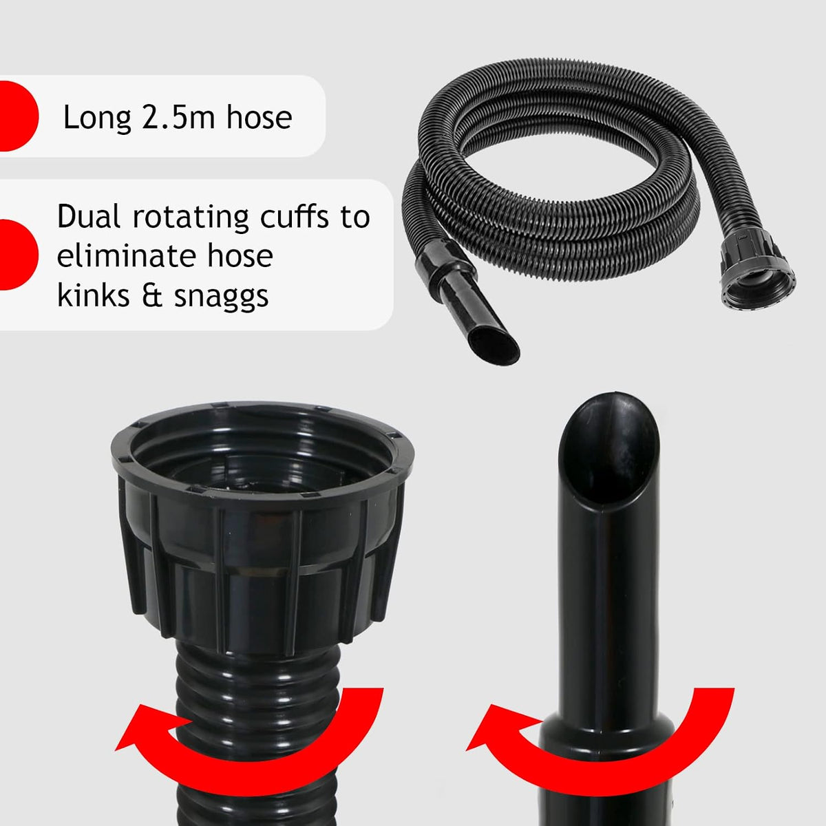 SPARES2GO Tool Brush Kit for Numatic Henry & Hetty Vacuum Cleaners – 2.5m