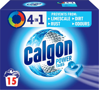 Calgon 4-in-1 Washing Machine Cleaner and Water Softener Tablets, Removes Limescale & Odours, Deep Clean, Units: