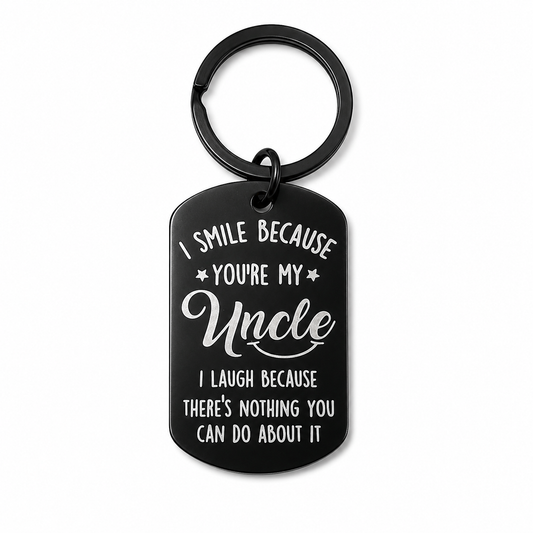 Funny Uncle Engraved Metal Keychain Gift