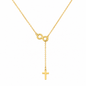 Gold infinity necklace with cross pendant