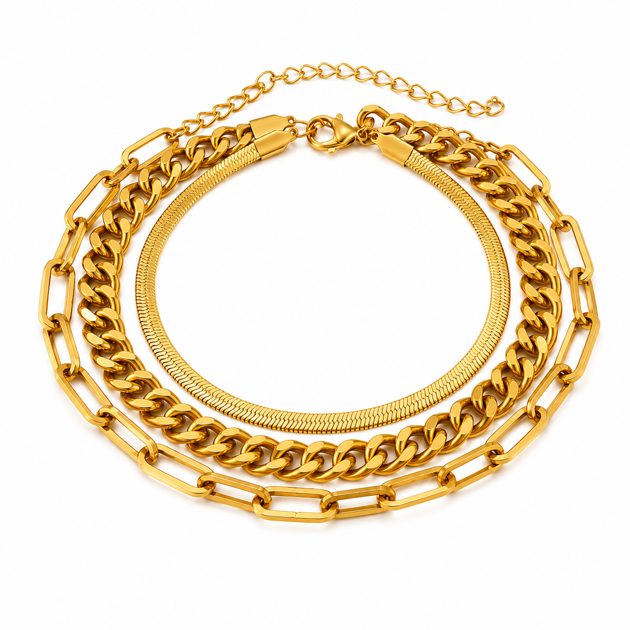 Elegant gold layered chain bracelet