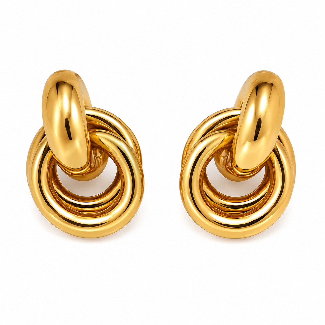 Gold-Tone Stainless Steel Knot Stud Earrings
