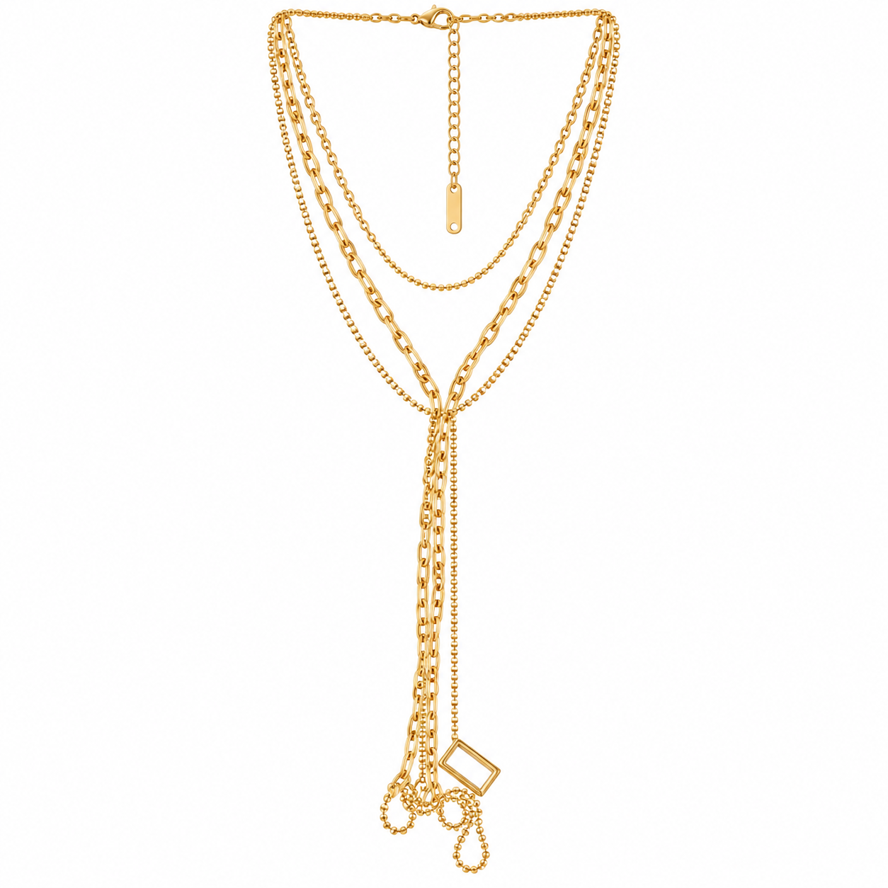 Elegant Gold-Tone Layered Lariat Tassel Necklace for Women