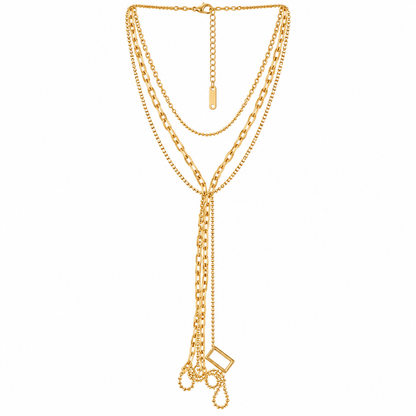 Elegant Gold-Tone Layered Lariat Tassel Necklace for Women