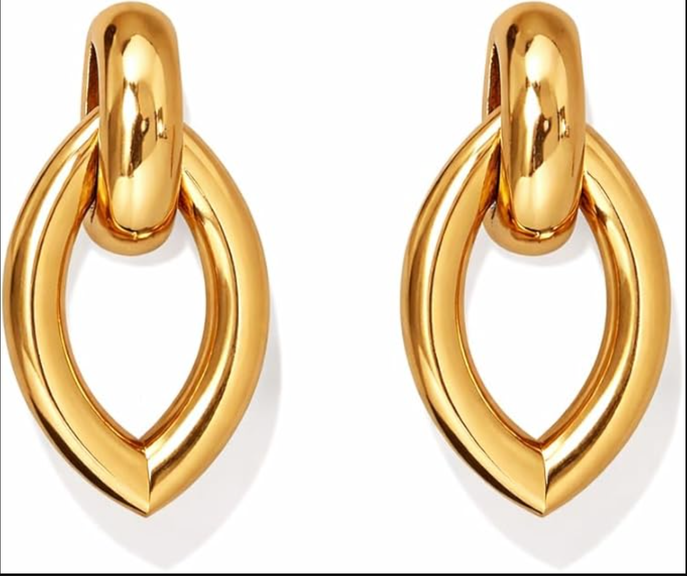 Elegant Gold-Tone Oval Drop Earrings for Women